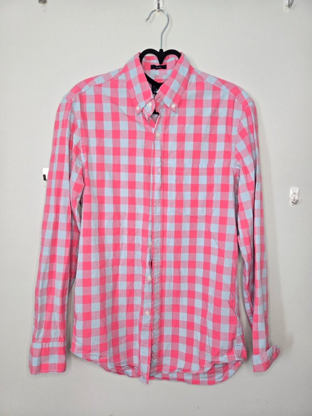 J.Crew Slim Flex Washed Pink & Blue Checkered Button Down Size S